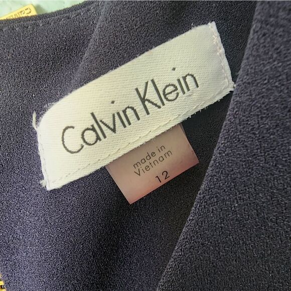 Calvin Klein Blue Sheath Dress Sleeveless Crew Neck High Low Hem - Picture 4 of 12